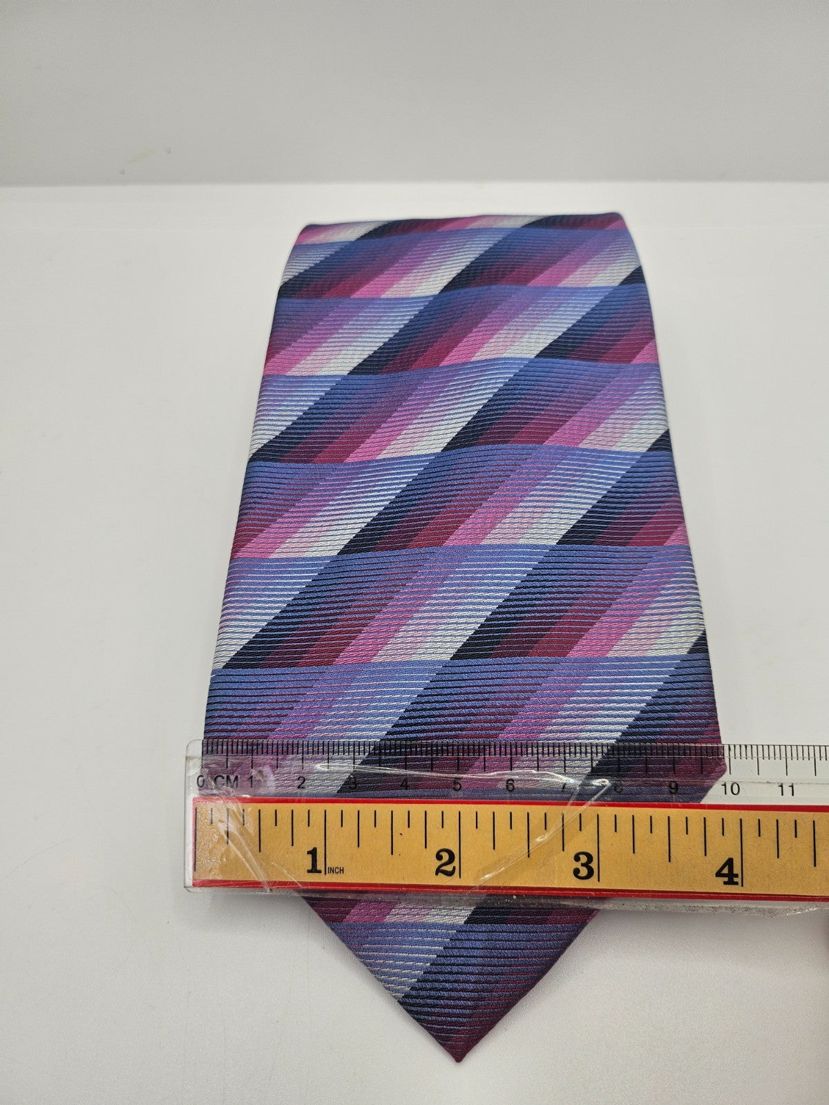 Ted Baker Endurance Silk Tie Mens Purple Pink Geometric Striped Vtg Necktie BX15