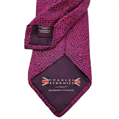 Charles Tyrwhitt Men's Pink & Navy Lace Like Loose Woven Silk Tie