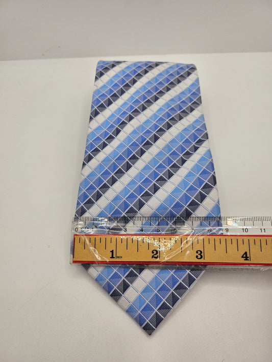 Thomas Nash Polyester Tie Mens Blue Geometric Mosaic Tile Vintage Neck Tie BX12
