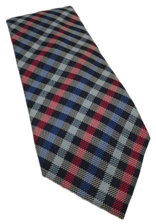 Charles Tyrwhitt Silk Tie Mens Navy Pink Light Blue Plaid Classic Necktie BX11