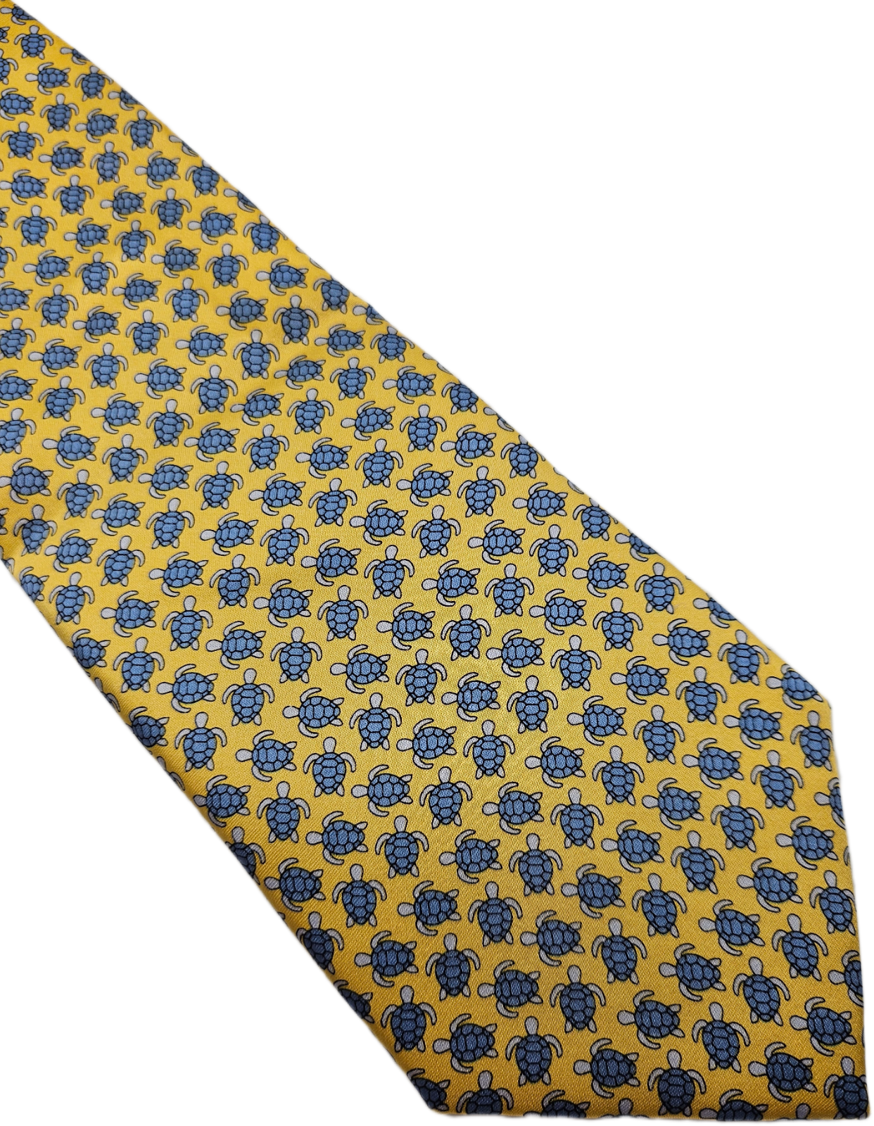 Marks & Spencer Silk Tie Mens Yellow Blue Sea Turtle Novelty Retro Neck Tie BX2