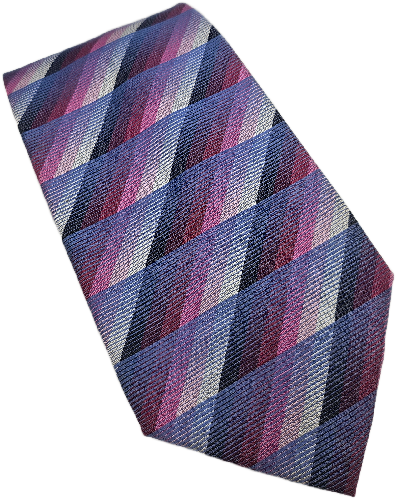 Ted Baker Endurance Silk Tie Mens Purple Pink Geometric Striped Vtg Necktie BX15