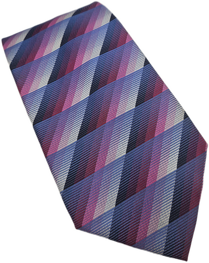 Ted Baker Endurance Silk Tie Mens Purple Pink Geometric Striped Vtg Necktie BX15