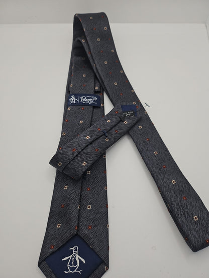 Penguin Grey Thin Mod Geometric Mens Silk Tie Wedding Formal Neck Tie BX16