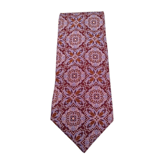 Vintage Maroon / Brown retro Flower Pattern Silk Tie Designer Mens Tie UK Vintage Mens Tie UK BX14