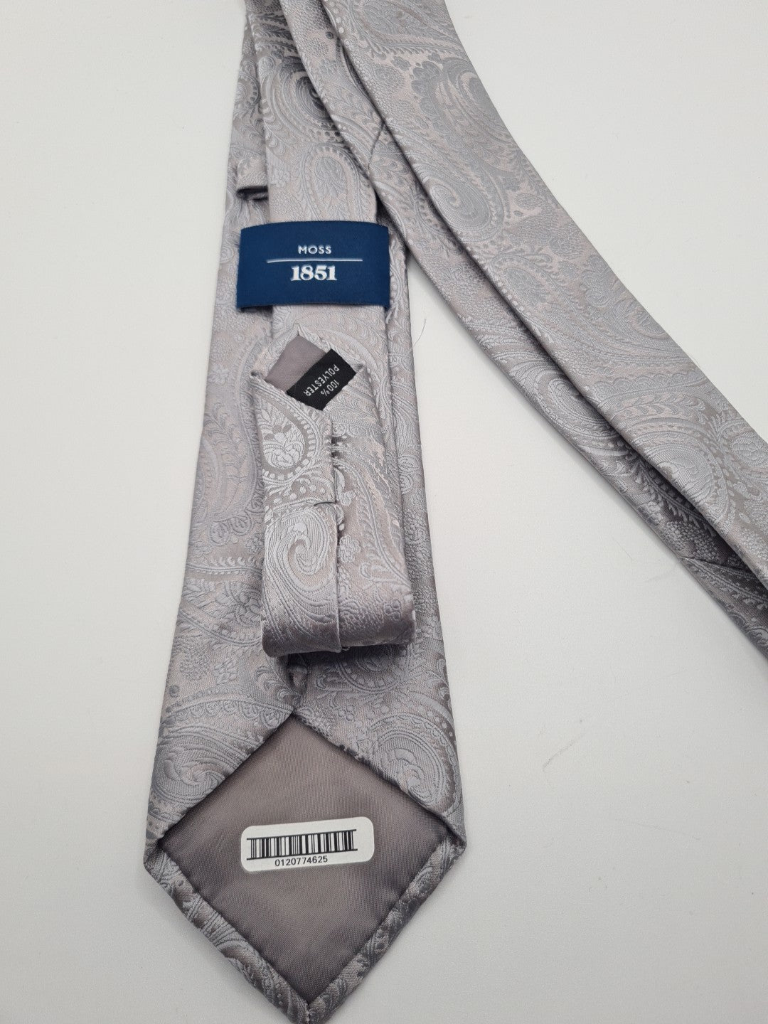 Moss Silver Paisley Jacquard Mens Silk Tie Classic Designer Necktie Paisley Vintage Mens Tie UK BX11