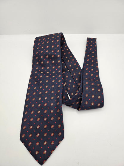 Liberty Silk Tie Mens Navy Blue Polka Floral Retro Vintage Wedding Necktie BX12