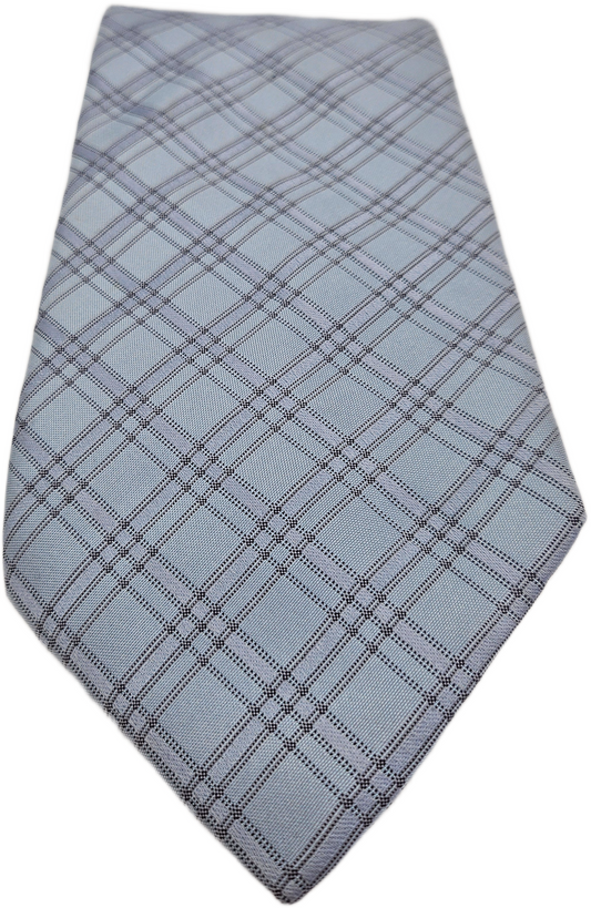 Hugo Boss Silk Tie Mens Blue Plaid Textured Vintage Retro Wedding Neck Tie BX2