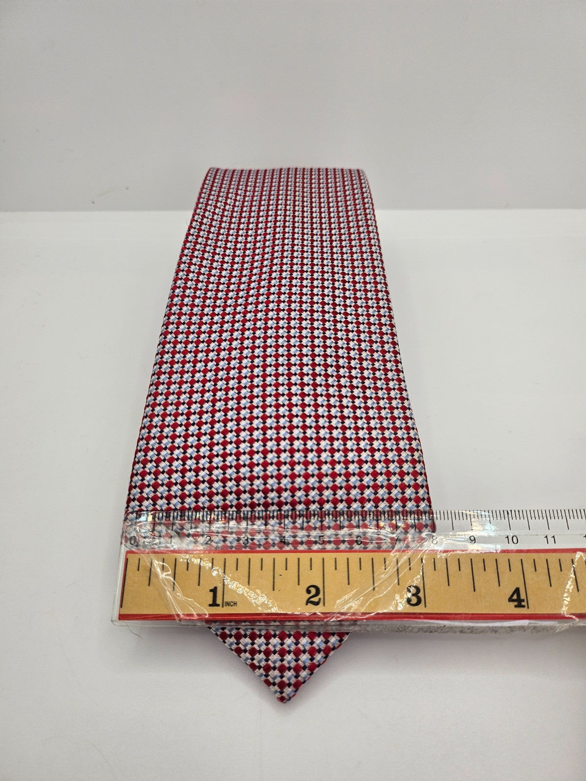Hawes & Curtis Silk Tie Mens Red Blue White Micro Geometric Wedding Neck Tie BX1