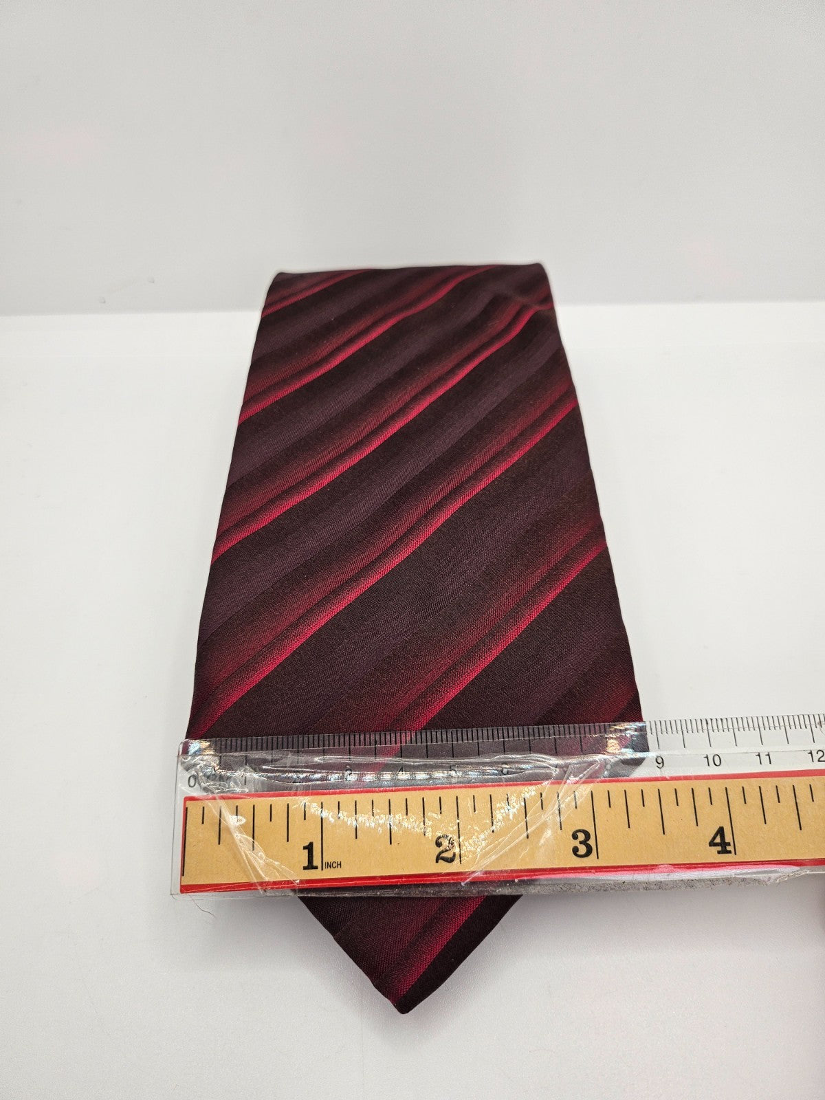 Hugo Boss Burgundy Red Striped Silk Tie