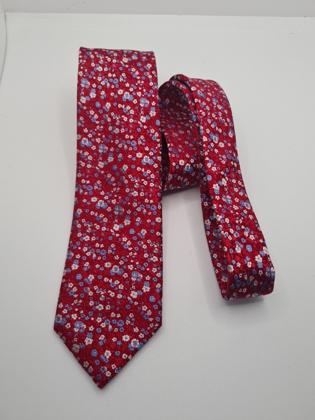 Paul Costelloe Red Flower Mens Silk Tie Classic Designer Necktie Formal Vintage Mens Tie UK BX10