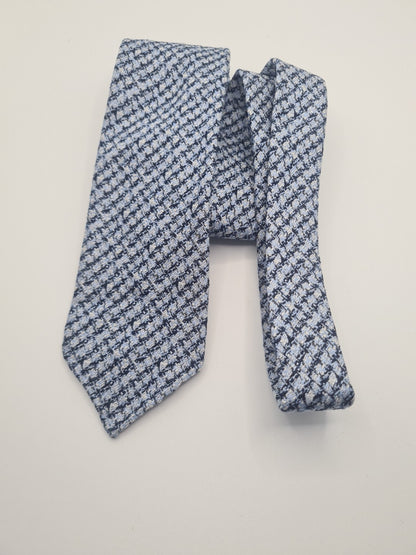 Aquascutum Blue woven Pattern Mens Silk Tie Classic Designer Necktie Formal Vintage Mens Tie UK BX9
