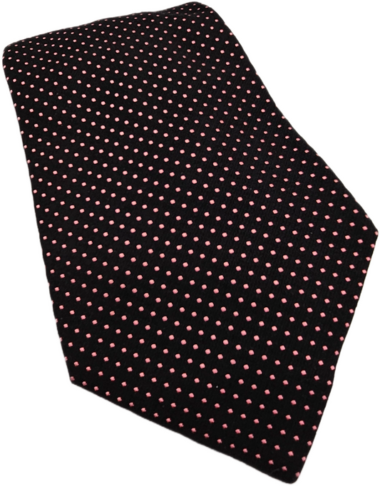 Turnbull & Asser Silk Tie Mens Black Pink Polka Dot Designer Retro Neck Tie BX26