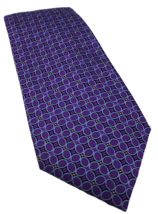 Charles Tyrwhitt Silk Tie Mens Purple Geometric Pattern Classic Y2k Necktie BX13