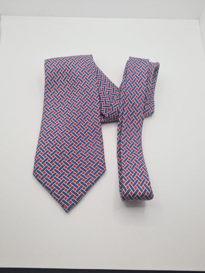 Vintage Aquascutum Red Blue Mens Silk Tie Classic Designer Necktie Formal Vintage Mens Tie UK BX9