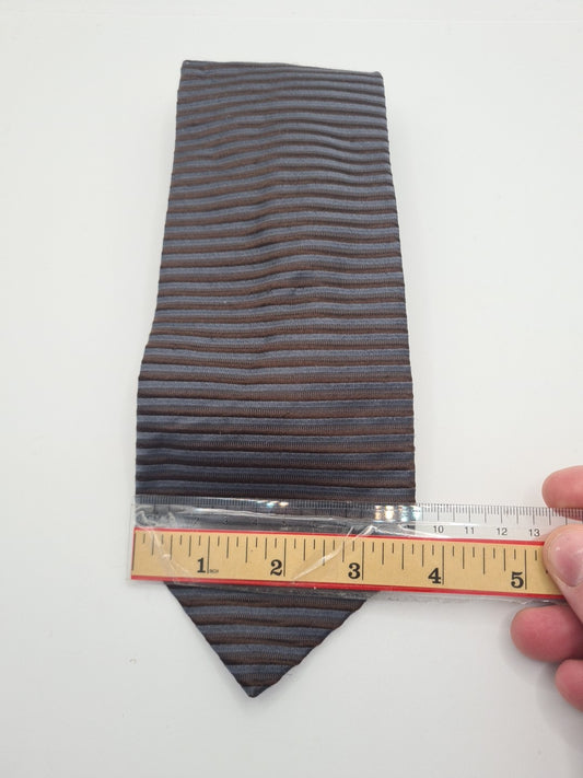 Ermenegildo Zegna Brown Stripe Mens Silk Tie Classic Designer Necktie Striped Vintage Mens Tie UK BX10