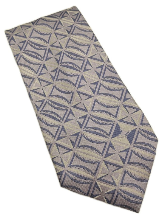 Vivienne Westwood Mens Silk Tie Blue/Silver Pattern Vtg Designer Neck tie BX19