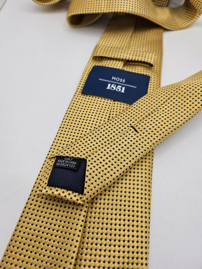 Moss 1851 Silk Tie Mens Yellow Textured Micro Dot Business Vintage Neck Tie BX1