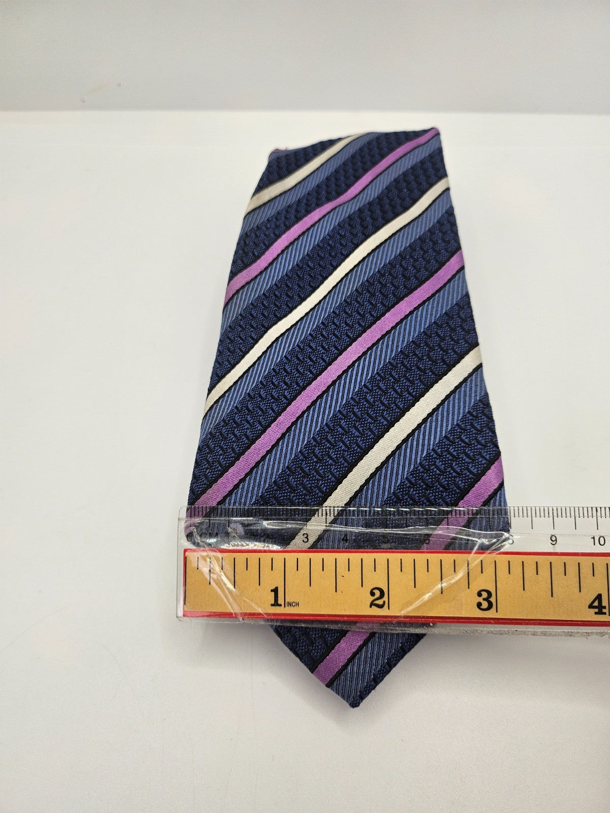 Ted Baker Knotted Silk Tie Mens Blue Pink Textured Striped Vintage Neck Tie BX15