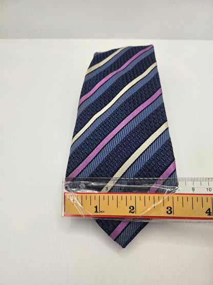Ted Baker Knotted Silk Tie Mens Blue Pink Textured Striped Vintage Neck Tie BX15