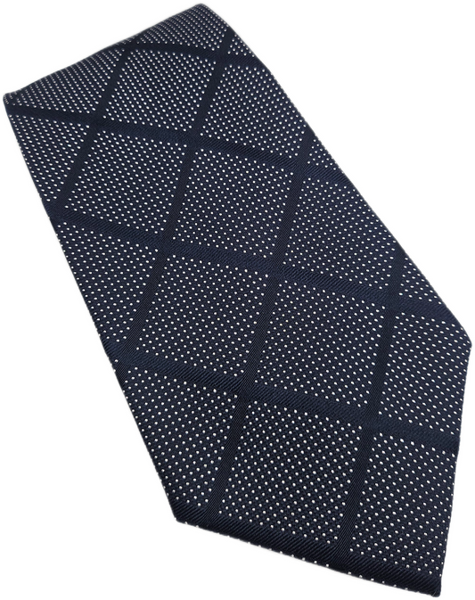 Hawes & Curtis Silk Tie Mens Navy Blue Dotted Check Vintage Retro Neck Tie BX24