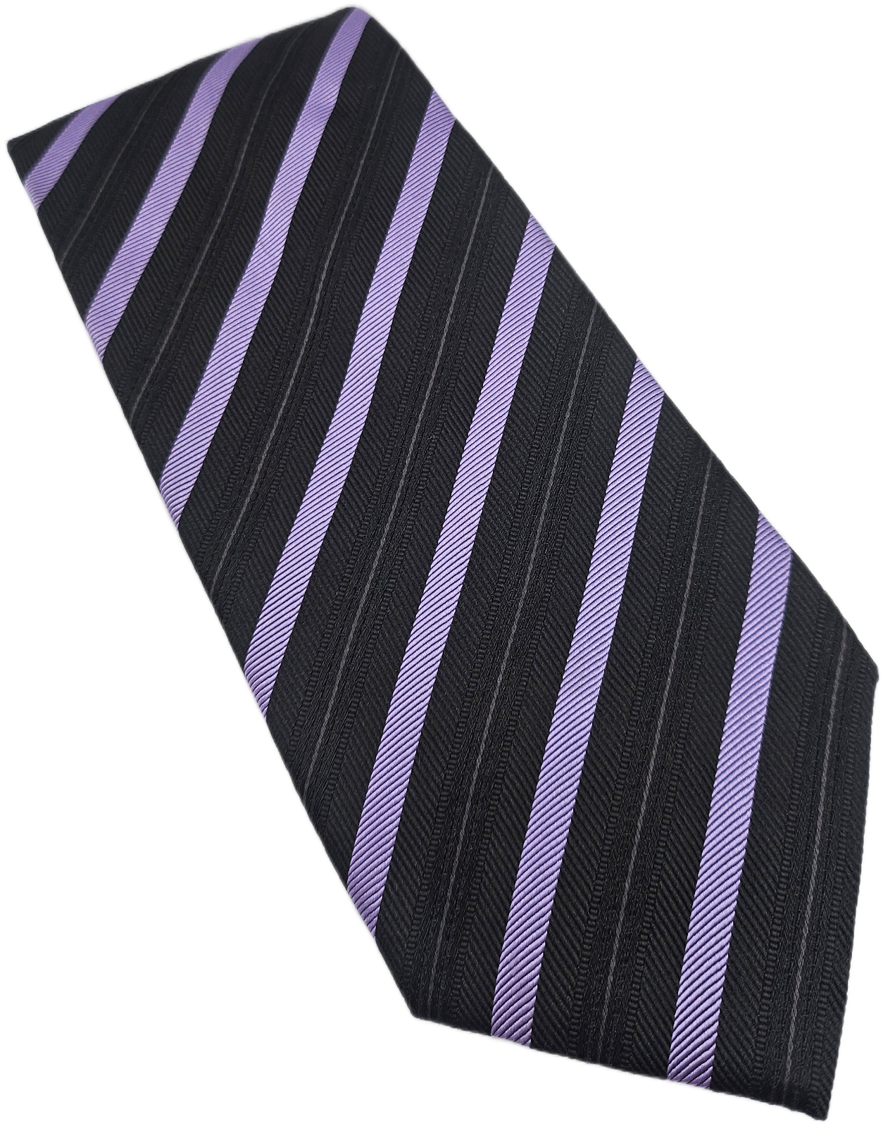 Hugo Boss Black Purple Striped Textured Silk Tie
