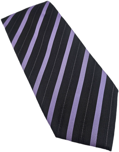 Hugo Boss Black Purple Striped Textured Silk Tie