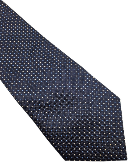Austin Reed Silk Tie Mens Navy Blue Micro Square Pin Dot Vtg Retro Neck Tie BX2
