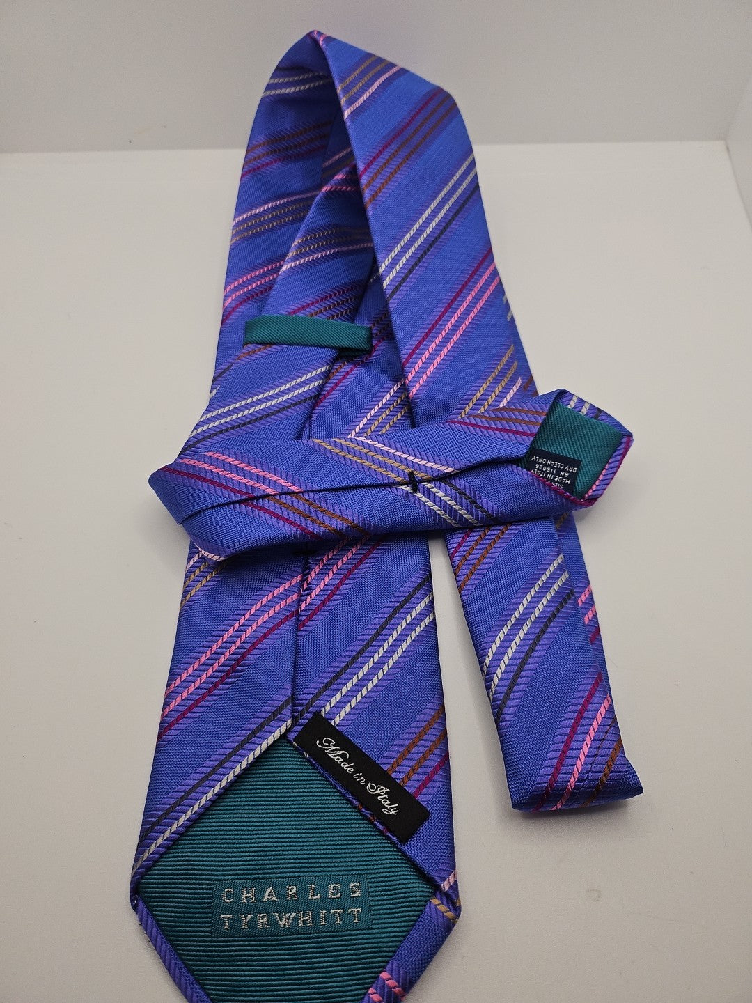 Charles Tyrwhitt Blue stripe Woven Mens Silk Tie Wedding Formal Neck Tie BX17