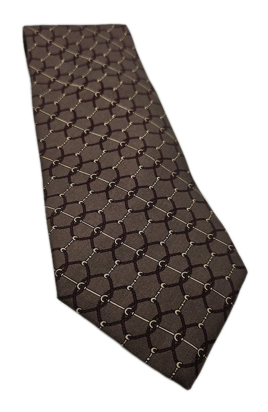 Vintage Brown Chain pattern Mens Silk Tie Wedding Formal Neck Tie BX15