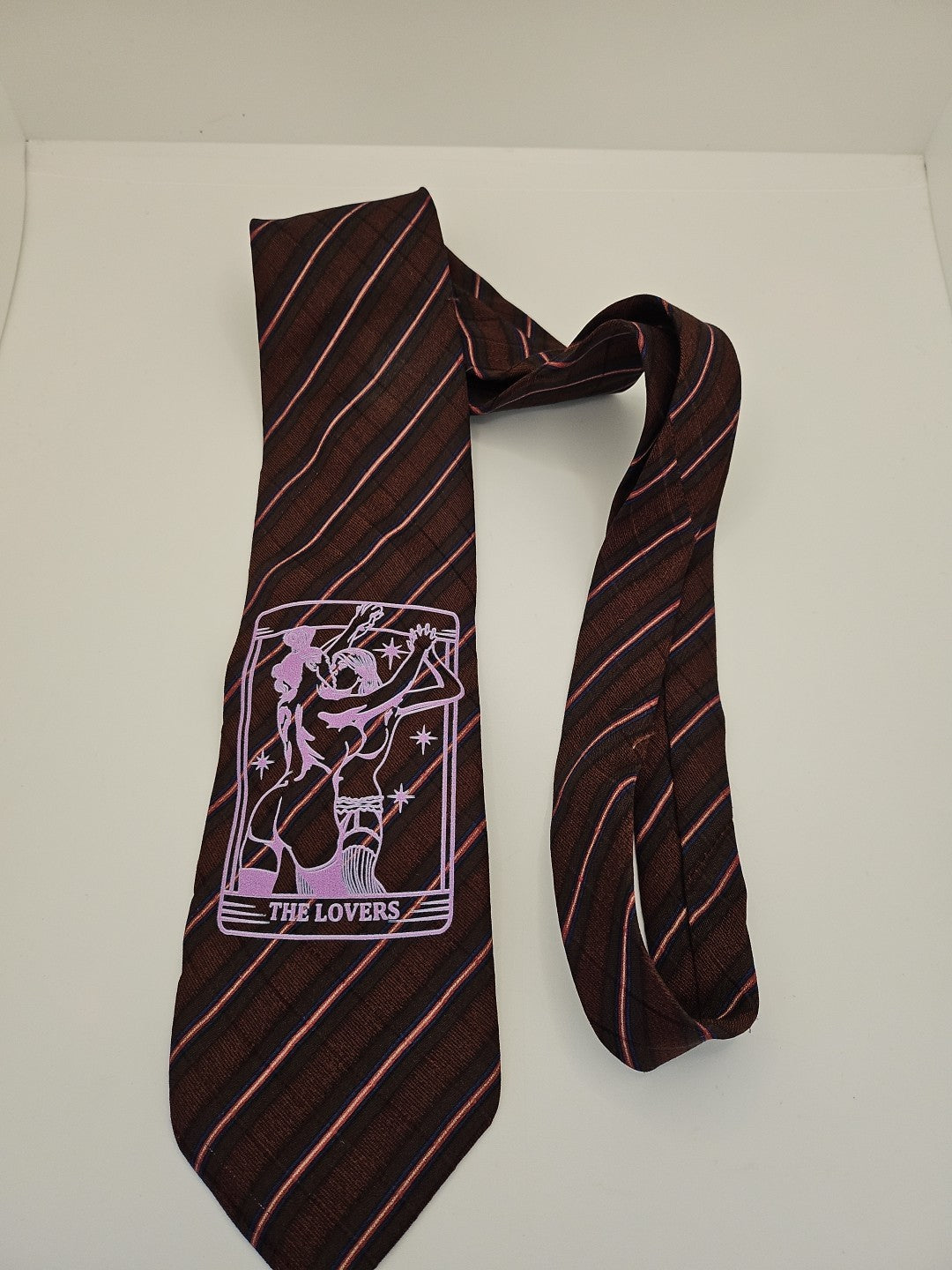 Dupont Tarot Brown Tie | Reworked Vintage Mens Tie UK | Statement Novelty BX13