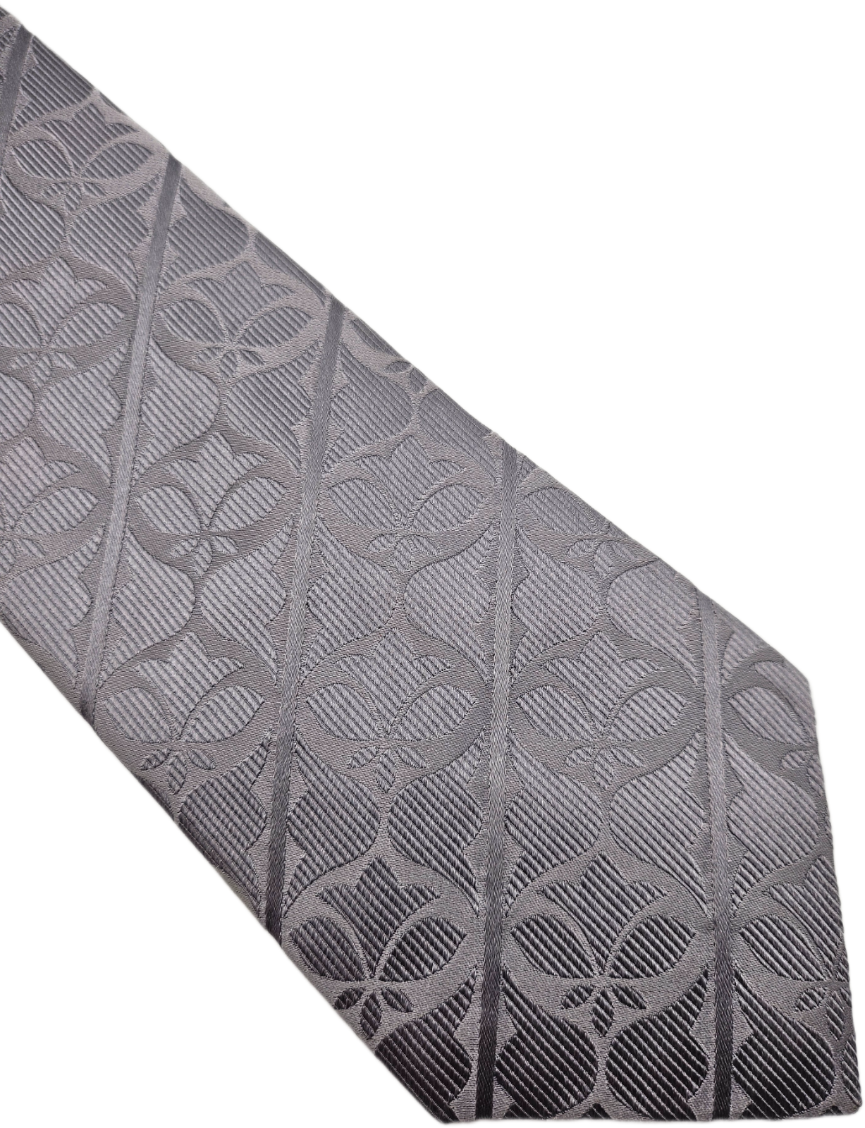 T.M.Lewin Silk Tie Mens Silver Grey Jacquard Floral Damask Wedding Neck Tie BX21