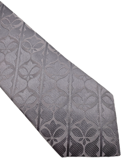 T.M.Lewin Silk Tie Mens Silver Grey Jacquard Floral Damask Wedding Neck Tie BX21