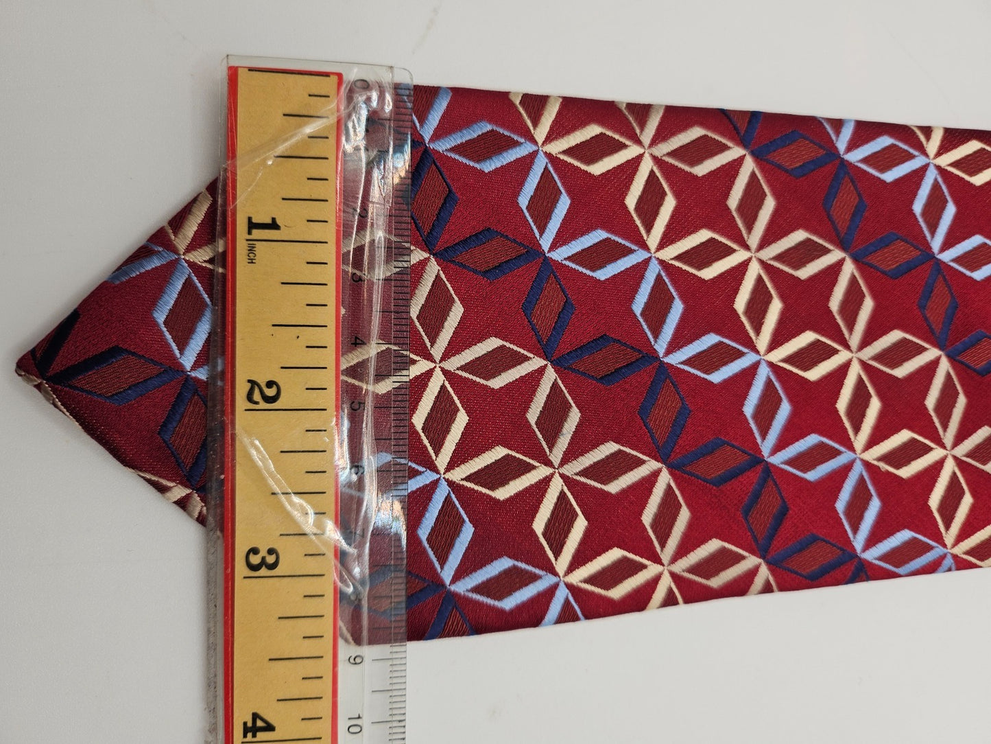 T.M.Lewin Silk Tie Mens Red Woven Geometric Lattice Diamond Wedding Necktie BX20