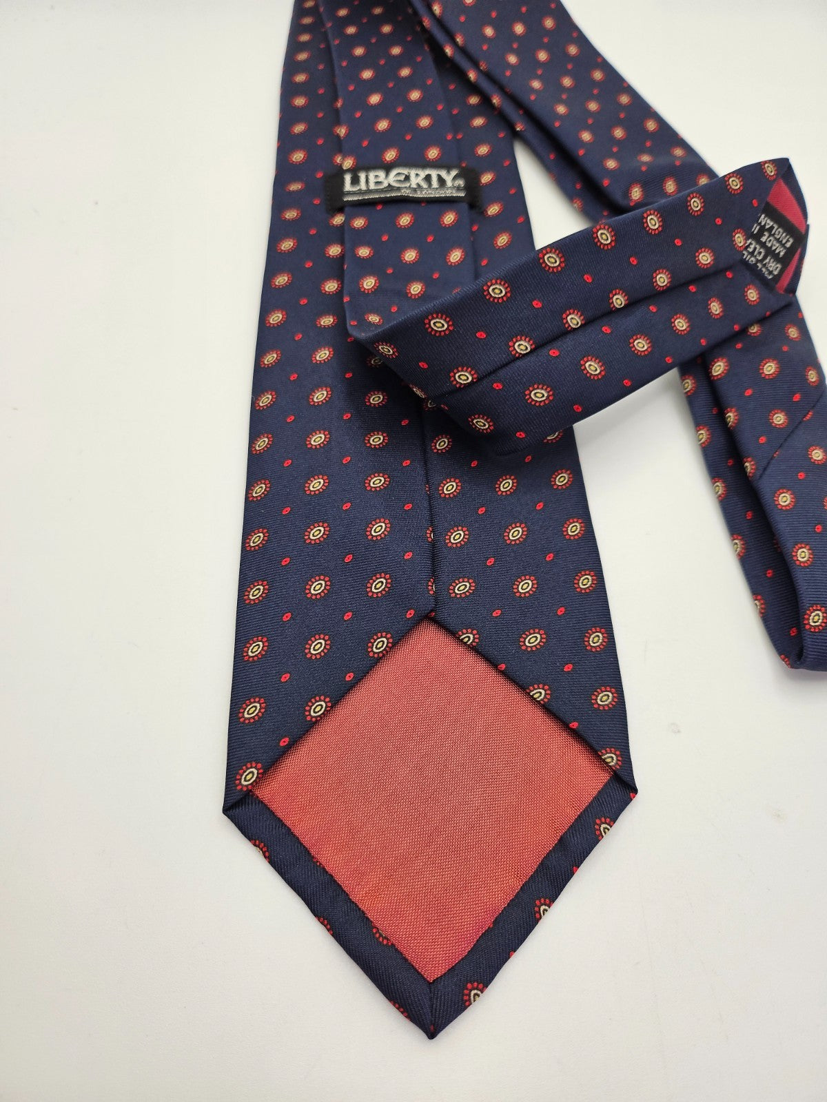 Liberty Silk Tie Mens Navy Blue Polka Floral Retro Vintage Wedding Necktie BX12