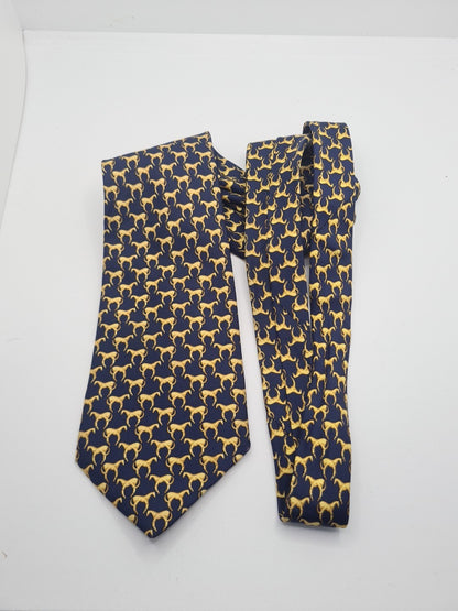 Simpson Horse pattern Blue Mens Silk Tie Classic Designer Necktie Formal Vintage Mens Tie UK BX10
