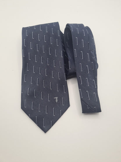 Trussardi Blue Mens Silk Tie Classic Designer Necktie Formal Vintage Mens Tie UK BX9