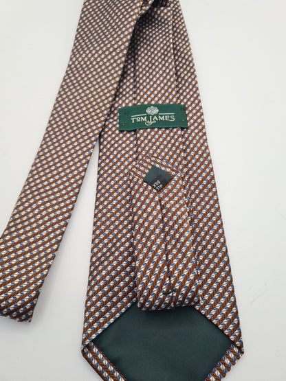 Tom James Brown Stripe Mens Silk Tie Classic Designer Necktie Striped Vintage Mens Tie UK BX13