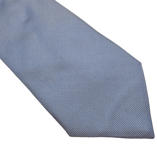 Aquascutum Mens Silk Tie Blue Textured Fabric Vintage Retro Wedding Neck Tie R1