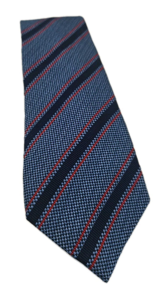 T.M Lewin Blue Woven Stripe Silk Tie