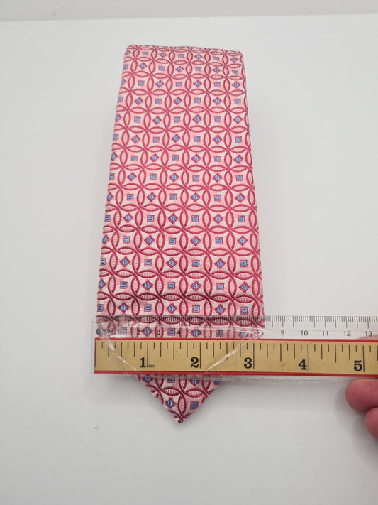 Charles Tyrwhitt Pink Geometric Mens Silk Tie Classic Designer Necktie Geometric Vintage Mens Tie UK BX11