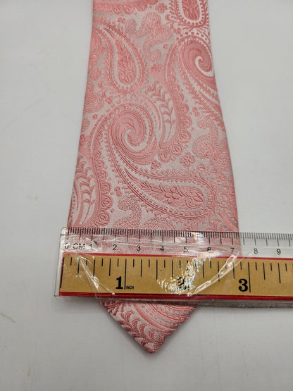 Moss 1851 Silk Tie Mens Blush Pink Paisley Jacquard Wedding Retro Neck Tie BX1