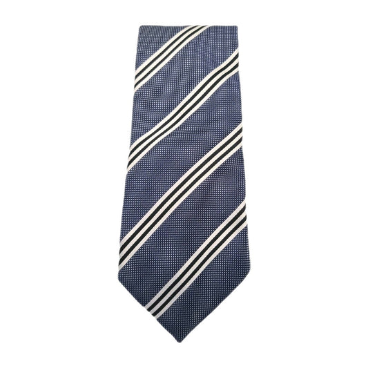 M & S Blue Stripe Formal Work Silk Tie | Designer Mens Tie UK Striped Vintage Mens Tie UK BX13