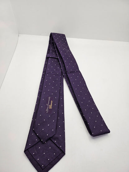 John Franzcomb Silk Tie Mens Purple Polka Dot Wedding Designer Vtg Neck Tie BX23
