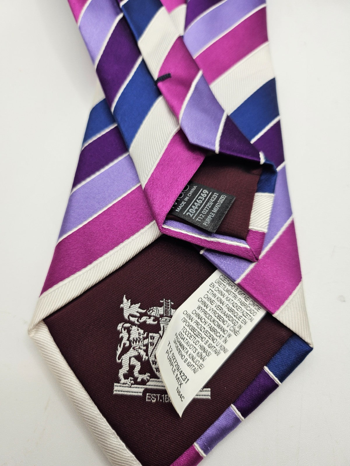 Marks & Spencer Silk Tie Mens Multi Block Diagonal Stripe Vintage Neck Tie BX26