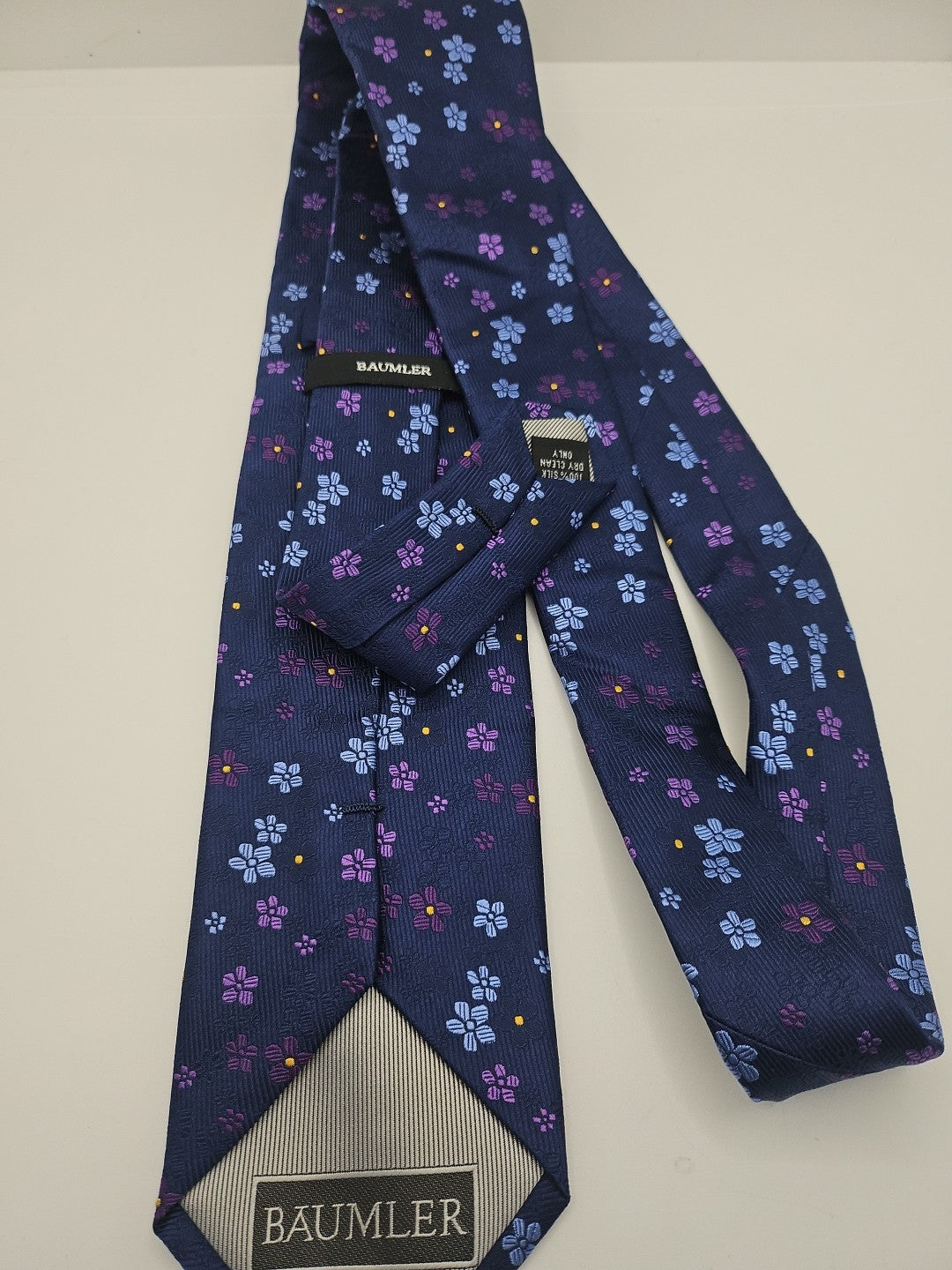 Baumler Blue Flower Pattern Mens Silk Tie Wedding Formal Neck Tie BX15