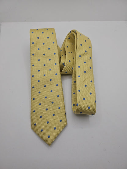 Charles Tyrwhitt Yellow Blue Spotted Mens Silk Tie Wedding Formal Neck Tie BX13