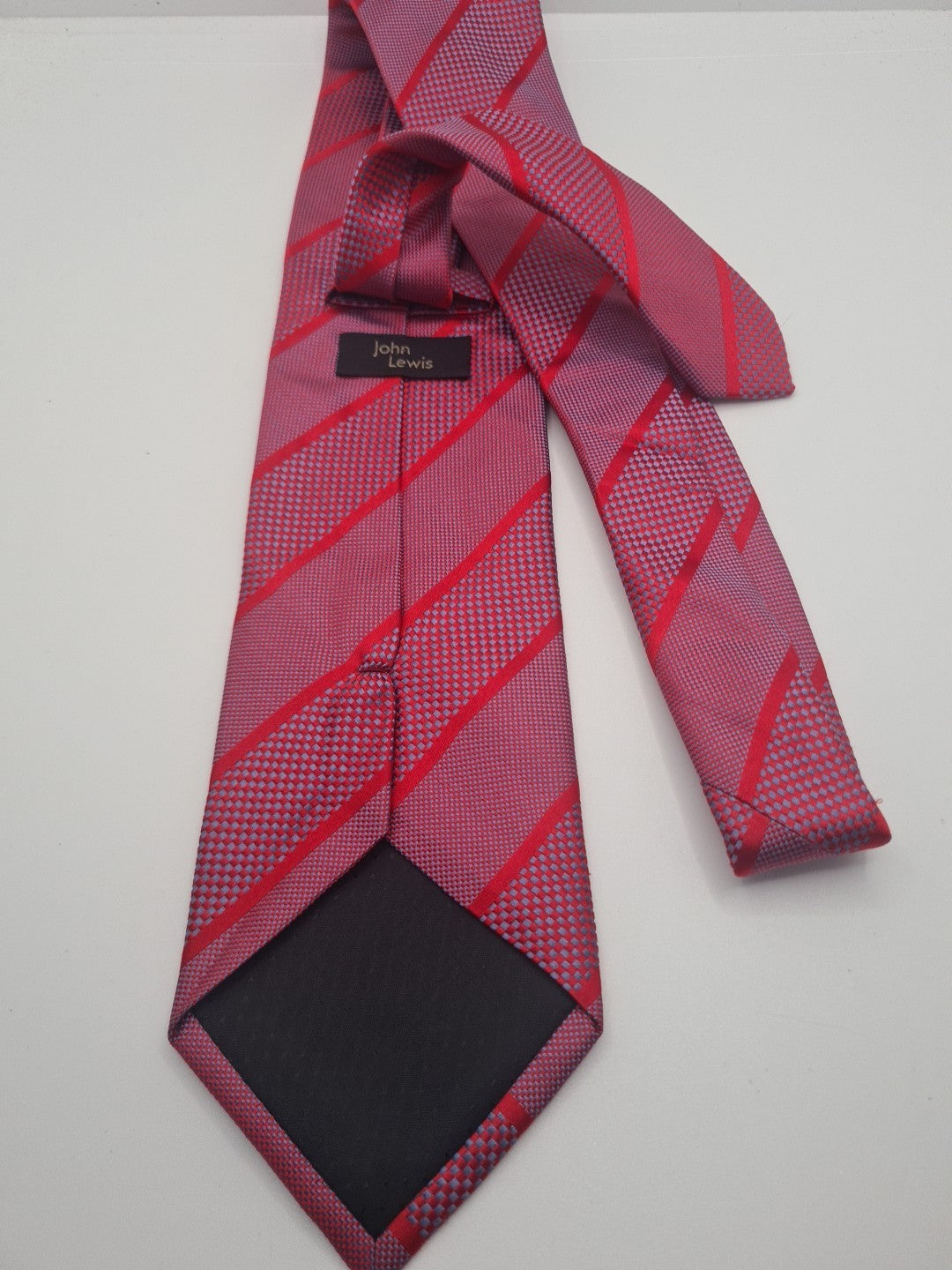 John Lewis red Stripe Mens Silk Tie Classic Designer Necktie Formal Striped Vintage Mens Tie UK BX9
