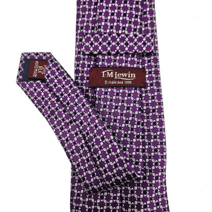 TM Lewin Men's Purple & Black Star Woven Silk Tie