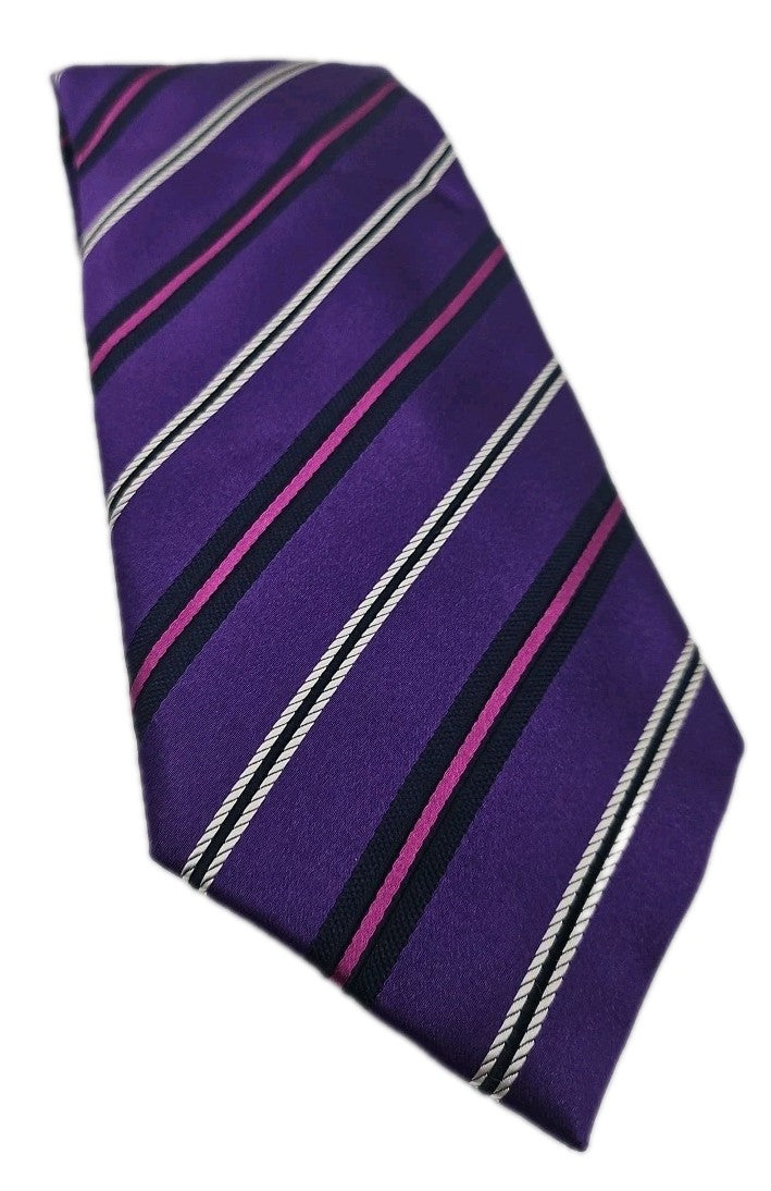 M & S Purple Stripe Pattern Mens Silk Tie Wedding Formal Neck Tie BX16